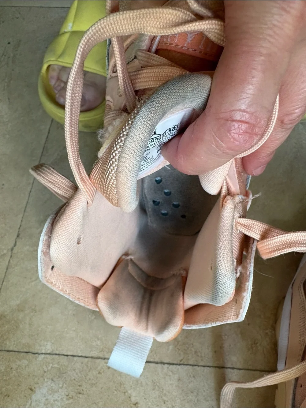Jordan High-Top Sneakers in Peach/White 7 US